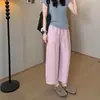 26 Lino Tencel Sencillo y Elegante Estilo Perezoso Petite Acortados Verano Pantalones de Pierna Ancha Nuevos Sueltos Casuales
