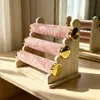Adereços de Exibição de Joias de Alta Qualidade Suporte de Pulseira Rosa de Veludo de Três Camadas Suporte de Exibição de Joias de Pulseira Adereços de Armazenamento de Enfeites