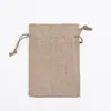 Bolsa de Lino Retro Cordón Cordón Regalos de Navidad Manualidades Embalaje de Joyería Imitación Lino Saquito Pequeño Venta al por Mayor de Fábrica