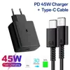 Carregador padrão europeu de 45W, compatível com telefones Samsung S24; Carregador de celular rápido 45W padrão EUA e Reino Unido