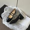 Zapatos plateados de tacón grueso francés para mujer Primavera y Otoño Tacón medio 2023 Nuevo estilo de noche de hadas Vestido Mary Jane Tacones altos
