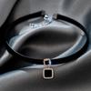Colar de corda de couro preto feminino, alça curta para pescoço, corrente para clavícula, novo, 2025, estilo simples Mori, corrente de pescoço elegante