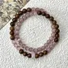Pulsera de Hilo de Oro con Cuentas de Piedra Ojo de Gato Rosa Estilo Chino, Exquisita y Sencilla Retro Pura Natural Diseño de Doble Capa