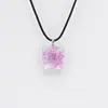 Planta Simples Flor Seca Flor de Renda Gota d'Água de Vidro Gypsophila Colar Pingente Presente para Estudante Feminino Fabricante Atacado