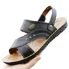 Sandalias Casuales Transfronterizas Temu para Hombre 2025 Nuevas de Cuero Genuino Suela Gruesa de Verano Antideslizantes Resistentes al Desgaste Talla Grande