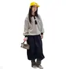 Conjunto de sudadera a rayas elegante y pantalones casuales para niñas, conjunto de dos piezas moderno estilo universitario de otoño para niños mayores