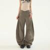 Jeans Anchos de Color Sólido Simples de Alta Gama Inspirados en el Diseño para Mujer, Sueltos, Adelgazantes, Cubre Cadera, Modernos, Versátiles, Pantalones de Largo Hasta el Suelo