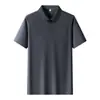 Camisa POLO Masculina Verão Primavera Seda Gelada Sem Costura Sensação Fresca Casual Business Simples Cor Sólida Manga Curta Absorvente de Suor Proteção Solar Respirável Top