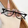 Nuevas gafas de lectura retro anti-luz azul para mujer, montura inferior ovalada estilo francés, gafas de lectura anti-fatiga de alta gama al por mayor