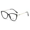 Óculos Retro Olho de Gato para Mulheres com Miopia Podem Ser Equipados com Lentes de Prescrição Anti-Luz Azul Pequenos Armação Preta Lisa de Alto Nível que Valorizam o Rosto Armações de Olho