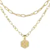 Venta caliente de Amazon 26 letras colgantes en inglés collar creativo simple multicapa apilado hexagonal cadena para clavícula de mujer
