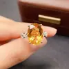 Anillo de citrino natural transfronterizo de Amazon S925 plata piedra principal 10*14 joyería de lujo venta directa de fábrica