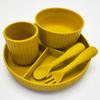 Suministro al por mayor de juego de vajilla de silicona de grado alimenticio serie a rayas Morandi para alimentos complementarios infantiles
