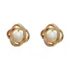 Brincos de pérola envolvidos em metal com zircônia, moda versátil de luxo leve, temperamento simples, sensação de alta qualidade, brincos super brilhantes para mulheres