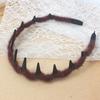 Diadema de Peluche con Dientes Largos para Cabello Ondulado, Nuevo Accesorio de Pelo Esponjoso para Otoño e Invierno, Adorno de Punto Antideslizante para el Cabello para Mujeres