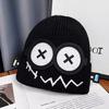 Gorro de lana cálido de otoño e invierno con cara sonriente de ojos grandes y lindos de Corea del Sur, gorro para padres e hijos, gorro de punto para el frío, moda
