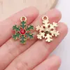 20 Estilos Mixtos de Colgantes DIY de Aleación de Papá Noel Navideño, Renos, Copo de Nieve con Esmalte Rojo, Accesorios para Pulseras