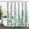 Cortina de Baño Verde Plantas de Amazon Cortina de Ducha Impermeable Antimoho Impresión Digital 3D Bosque de Flores Cortina de Baño Partición Sin Perforaciones