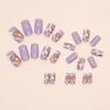 Uñas postizas de longitud media con diseño de vaca lechera moteada en lavanda estilo ins europeo y americano para usar al por mayor