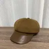 Sombrero Octagonal Casual Retro Nuevo de Otoño e Invierno Estilo Coreano para Mujer Hace que la Cara se Vea Más Pequeña Boina Nube de Invierno Sombrero de Pintor Estilo Británico