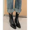 Botines Chuyuji para Mujer 2026 Otoño/Invierno Tacón Medio Botines Chelsea Versátiles Botas de Tacón Grueso Botas Martin de Punta Afilada de Moda
