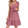 Vestido Feminino de Verão Transfronteiriço 2025 Sem Mangas Decote V Design de Nicho Moda Casual Elegante Vestido Linha A