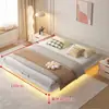 Cama flotante minimalista, cama grande de dormitorio moderno, uso en el hogar para espacios pequeños, cama sin cabecero para apartamentos de alquiler, cama individual o doble, estructura de cama moderna