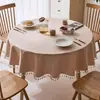 Toalha de mesa redonda de algodão e linho japonesa à prova d'água à prova de óleo anti-queimadura descartável doméstica luxo leve mesa redonda grande toalha de mesa toalha de mesa tecido de toalha de mesa