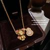 Collar doble Fulu con calabaza tallada con cincel dorado antiguo, nuevo collar de circón con forma de serpiente y coliflor de estilo chino.