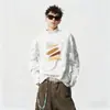 Moletom Redondo Tie-Dye Retro Americano para Homens, Nova Marca Tendência Primavera e Outono Camiseta de Manga Longa, Top Versátil Casual Pulôver