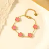 Pulseira de Trevo de Cinco Folhas Dopamina Dupla Face Versão Alta Transfronteiriça Luxo Leve Simples Senso Avançado 18k Não Desbota Cor Joga
