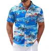 Estación Independiente Transfronteriza Camisa de Manga Corta Caliente para Hombre Playa Hawaiana Moda Estampada en 3D Camisa de Cuello Alto Versátil