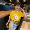 Verano Nuevo Estilo Niños Algodón Puro Manga Corta Niñas Estampado Estilo Coreano Holgado Manga Corta Top para Niños Mayores Camiseta Moderno