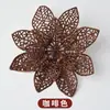 Corona Navideña Decorativa de Venta Caliente Transfronteriza con Flores Doradas Brillantes, Decoraciones Navideñas, Cabezas de Flores Doradas Brillantes Huecas de Doble Capa de 15 cm