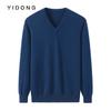 Nuevo Jersey de Punto Casual de Moda de Cachemira de Color Sólido de 12 Agujas, Cuello en V, Regular para Hombre