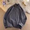 Camiseta de Manga Longa com Gola Alta Meia para Homem 2025 Outono e Inverno Novo Estilo Americano Retrô Marca Tendência Solta Camisa Camada Base Quente