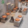 Mesas y Sillas de Acero Inoxidable Estilo Industrial para Cafetería, Asientos de Cabina Tendencia para Restaurantes de Té con Leche sin Respaldo, Mesas y Sillas para Bares y Tabernas