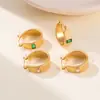 INS Pendientes de hilo de tendencia retro europea y americana nicho no se decoloran oro de 18k incrustado cuadrado blanco circón pendientes de costilla