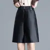Shorts de Cuero con Cintura Elástica para Mujer, Novedad Otoño/Invierno 2026, Adelgazantes, de Cintura Alta, Pierna Ancha, Pierna Recta, Elegantes Shorts tipo Botín