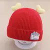Gorro de Bebé Invierno Lindo Súper Lindo Rojo Año Nuevo Gorro Tejido Infantil Protección para Orejas Cálida Versátil Gorro de Lana