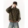 Chaqueta de diseño retro americano con estampado de leopardo y rayas para hombre, nueva colección otoño/invierno 2026, cárdigan de tendencia de corte holgado con cuello alto