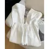 Calça Casual de Linho com Renda e Babados Relaxados de Verão para Mulheres com Corpo em Pera, Versátil Elástica de Cintura Alta Wide-Leg Cropped