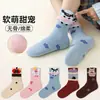Calcetines para niñas para primavera y otoño, calcetines de algodón al por mayor para niñas mayores, calcetines de media pantorrilla lindos de dibujos animados de animales sin costuras en estilo princesa