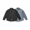 Yidao Vintage 2026 Outono Novo Camisa Masculina de Manga Longa em Jeans Lavado com Efeito Desgastado Simples Tendência Patchwork