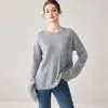 Suéter Feminino de Cashmere Gola Redonda Espessado Trançado Camada Interna Camada Base Quente Malha Solto Estiloso Versátil