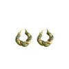 Aretes de Moda con Diseño Retorcido y Enrollado, Chapados en Latón Oro de 18K con Circonia Incrustada, Mismo Estilo Bv Personalizado para Mujeres