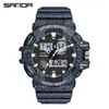 Reloj SANDA para estudiantes, doble pantalla, textura de mezclilla, reloj electrónico multifuncional, reloj electrónico deportivo impermeable transfronterizo