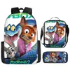 Mochila Escolar Transfronteriza Zootopia 2 para Niños, Bolso Cruzado de Dibujos Animados, Estuche Sencillo para Niños, Set de Tres Piezas, Venta al por Mayor a partir de una Pieza
