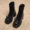 Botines Cortos para Mujer para Otoño e Invierno, Nuevo Estilo 2025, Tacón Grueso, Tacón Alto, Botas Martin de Suela Gruesa, Botas Elásticas Ajustadas, Caña Alta