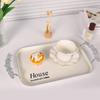 Bandeja Rectangular Plateada de Lujo Accesible con Asa Rosa Bandeja para Tazas de Té para el Hogar Bandeja de Té Sala de Estar Taza de Agua Bandeja de Frutas